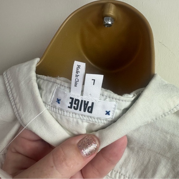 PAIGE Light Wash Mila Chambray Denim Cotton Button  Drawstring ShirtDress NWOT L - Picture 8 of 14